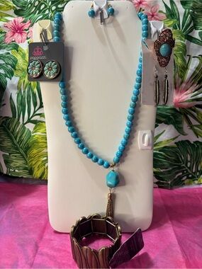 Paparazzi Turquoise Bead Necklace with Tassel Pendant , and several other pieces